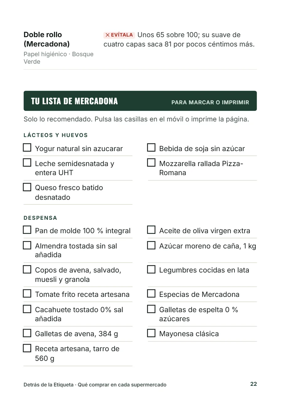 Lista para marcar de un supermercado
